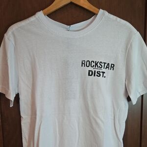 NWT - Rockstar Original Dist. Small White with Black Graphic T-Shirt - Unisex